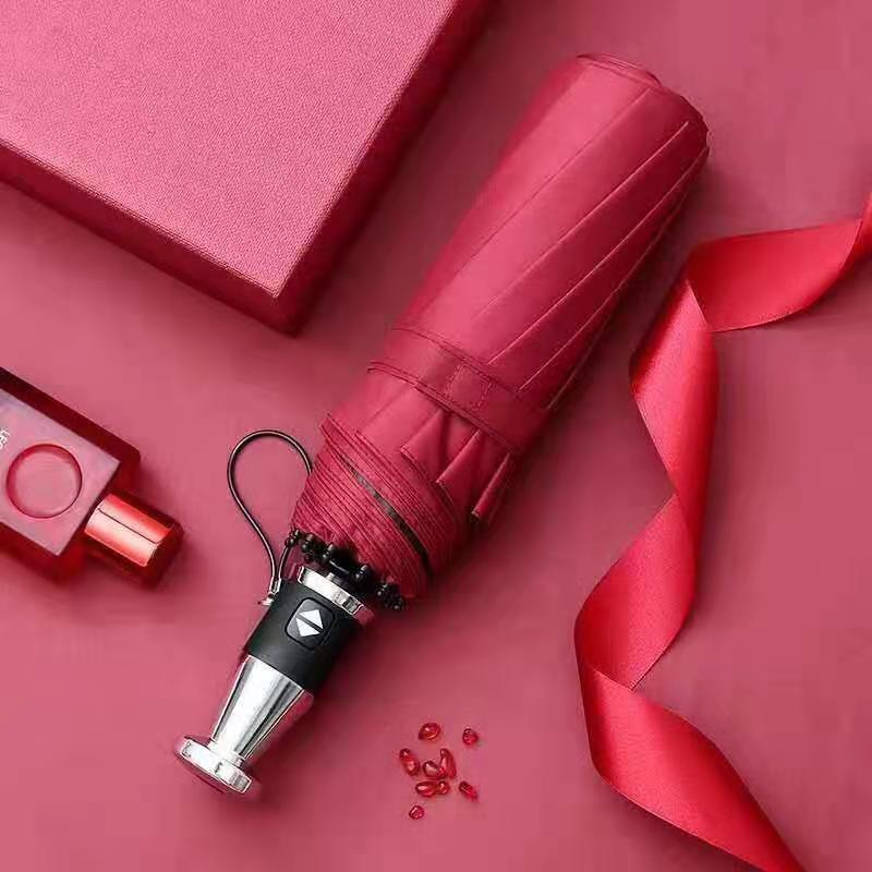 10-bone rolls-royce vinyl 3-fold umbrella automatic tri-fold parasol printed logo advertising broken window sunny umbrella