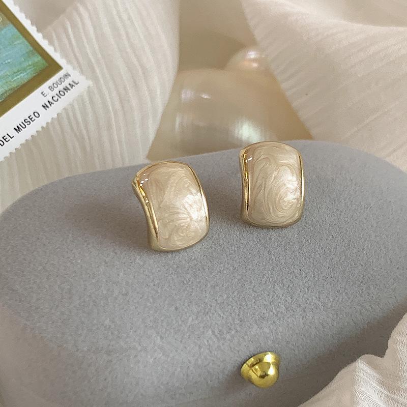 enamel glaze retro french all-matching graceful morandi stud earrings/ear clip earrings