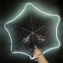transparent umbrella women's high-grade double hot sale umbrella set reflective stripe star rain umbrella wholesale umbrella manual transparent umbrella
