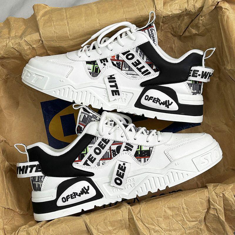 men's white shoes spring and summer breathable 2024 new fashion brand thick bottom sports casual borad shoes minority all-match fashion shoes