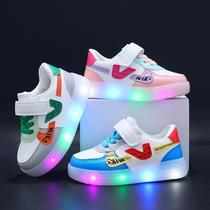 boys' sports shoes 2023 spring and autumn new korean style velcro soft bottom children's board shoes girls' led light shoes tide