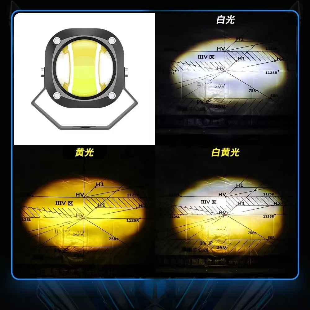 Order or share and collect motorcycle LED lights, yellow and white spotlights, owl external electric vehicle headlights, led car lights, 3 lights, 4 lights via mobile phone Specification drawing