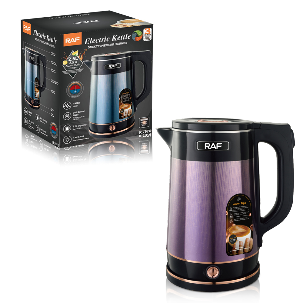 RAF European standard cross-border electric kettle, home button opening lid insulated kettle, 2.5L capacity, automatic power-off kettle Specification image