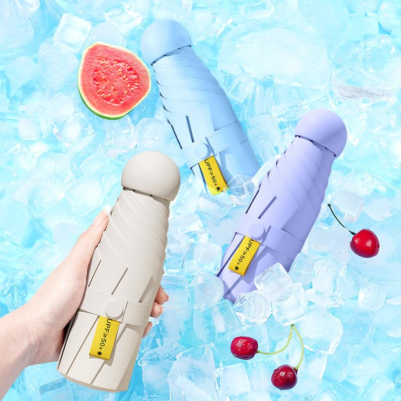 super light five-fold umbrella vinyl sun protective uv protection mini sunshade female indie pop style and compact capsules pocket umbrella sunny and rainy