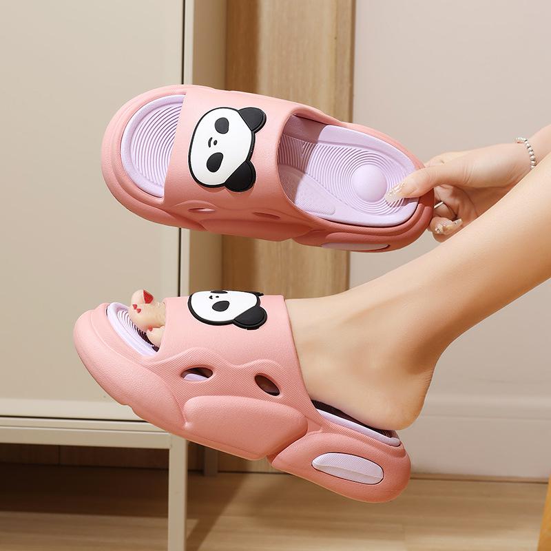 cross-border platform slippers women's summer fashion outdoor sports slippers panda couple's one-word drooping slippers men