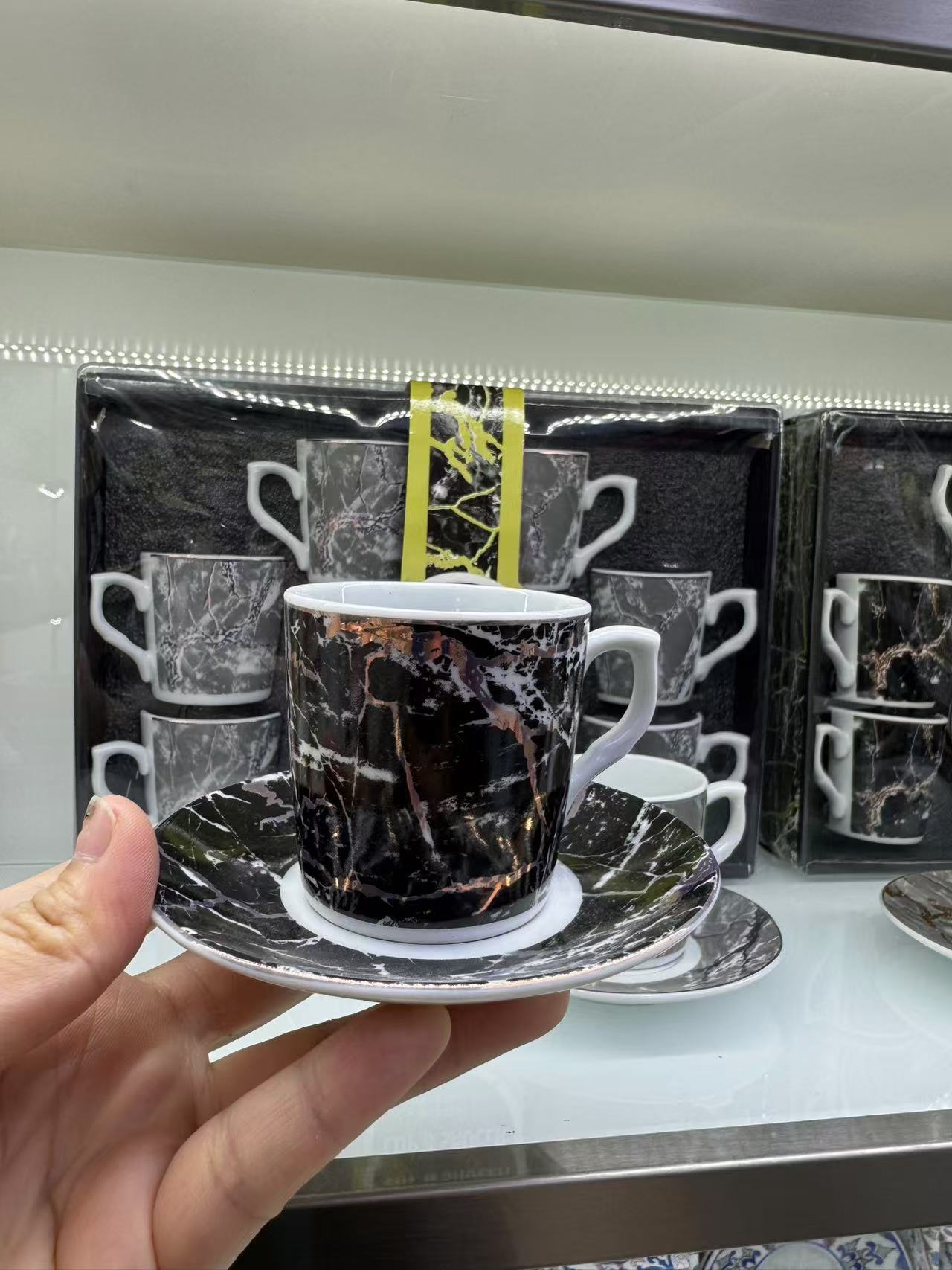 陶瓷咖啡杯 陶瓷咖啡杯碟  6杯6碟 咖啡套装 
