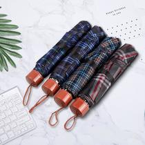 tri-fold collapsable pole plaid umbrella creative mini portable sun umbrella sun umbrella sunshade wholesale