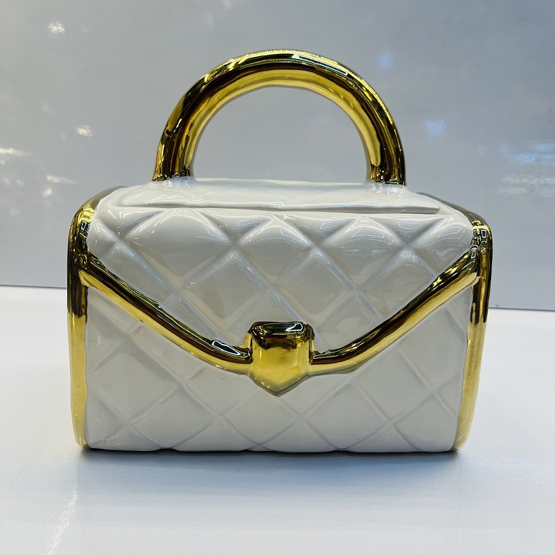 Handbag ceramic vases, Nordic modern American style living room decoration items, gold-rimmed flower vases, home decoration items, vases, glass vase decorations, ceramic vases, vase decorations, plain vases for the entrance hall, vase decorations, handicrafts and ornaments