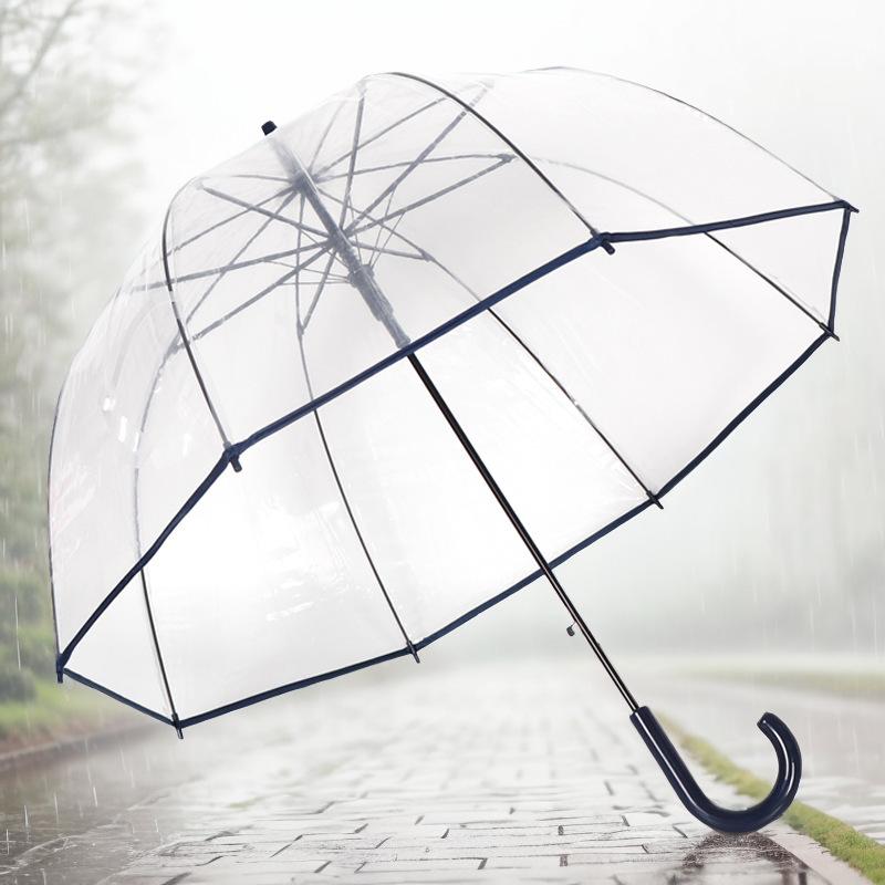 in stock fashion transparent umbrella european style plastic advertising umbrella printing logo apollo arch birdcage umbrella thumbnail