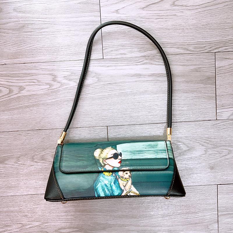 New Trendy Women's Bags Vintage Hand Bag Women's Fashion Underarm Bag Ethnic Style Unique Features Printing