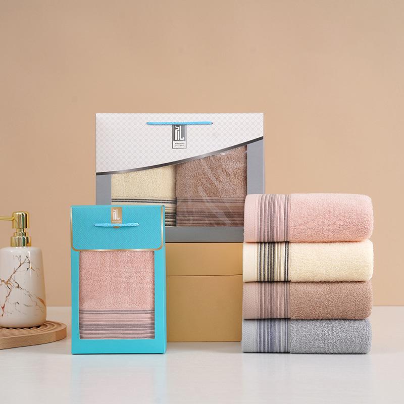 factory wholesale pure cotton towel gift box-packed household soft face wiping towel plain satin gift box towel printable logo