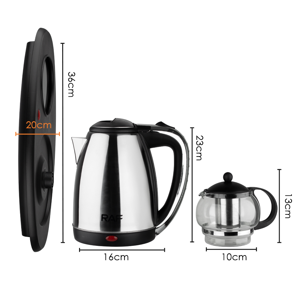 RAF European-style tea art set electric kettle, stainless steel insulated electric kettle, tea art set plate Specification drawing