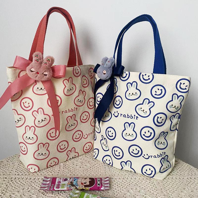 gift rabbit handbag ins handbag canvas lunch bag xiaohongshu office worker commuting out lunch box bag