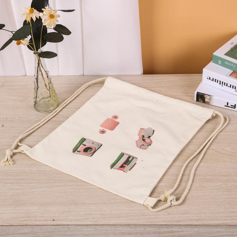 Wholesale Spot Blank Cotton Drawstring Bag Cotton and Linen Drawstring Beam Storage Bag Environmental Protection Packaging Canvas Drawstring Bag
