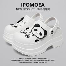 cross-border high heel hole shoes women's thick bottom height increasing insole summer diy beach shoes cartoon small clogs sandals women