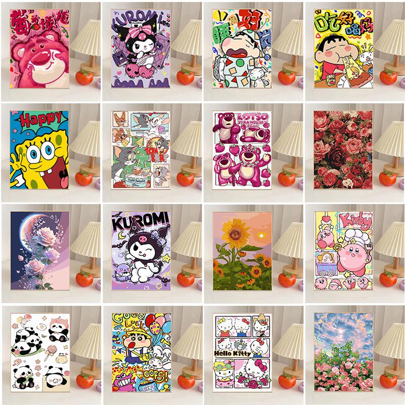 sanrio diy digital oil painting cartoon children's toys coloring handmade diy coloring oil painting stall toys wholesale