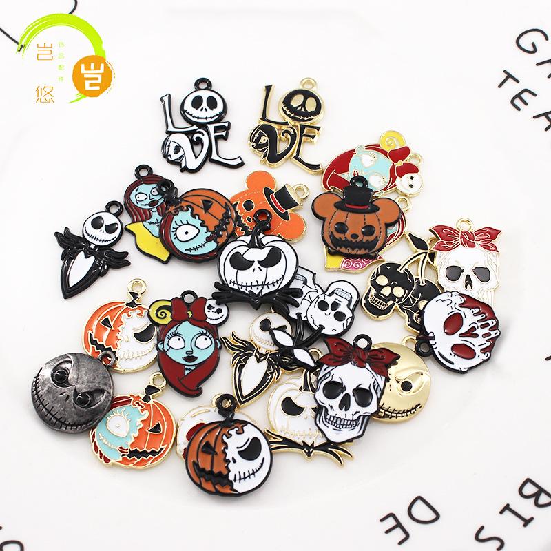ghost skull halloween pumpkin cartoon diy ornament accessories alloy drop oil pendant earrings eardrops ornament