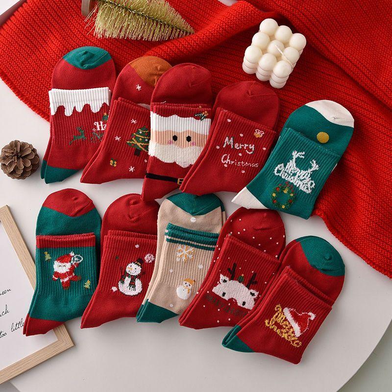 christmas stockings children tube socks autumn and winter red natal year socks couple christmas gift stockings wholesale