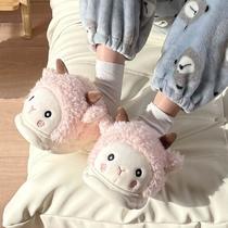 winter new cotton slippers cute cartoon slippers little sheep women's cotton slippers indoor warm slippers non-slip shoes