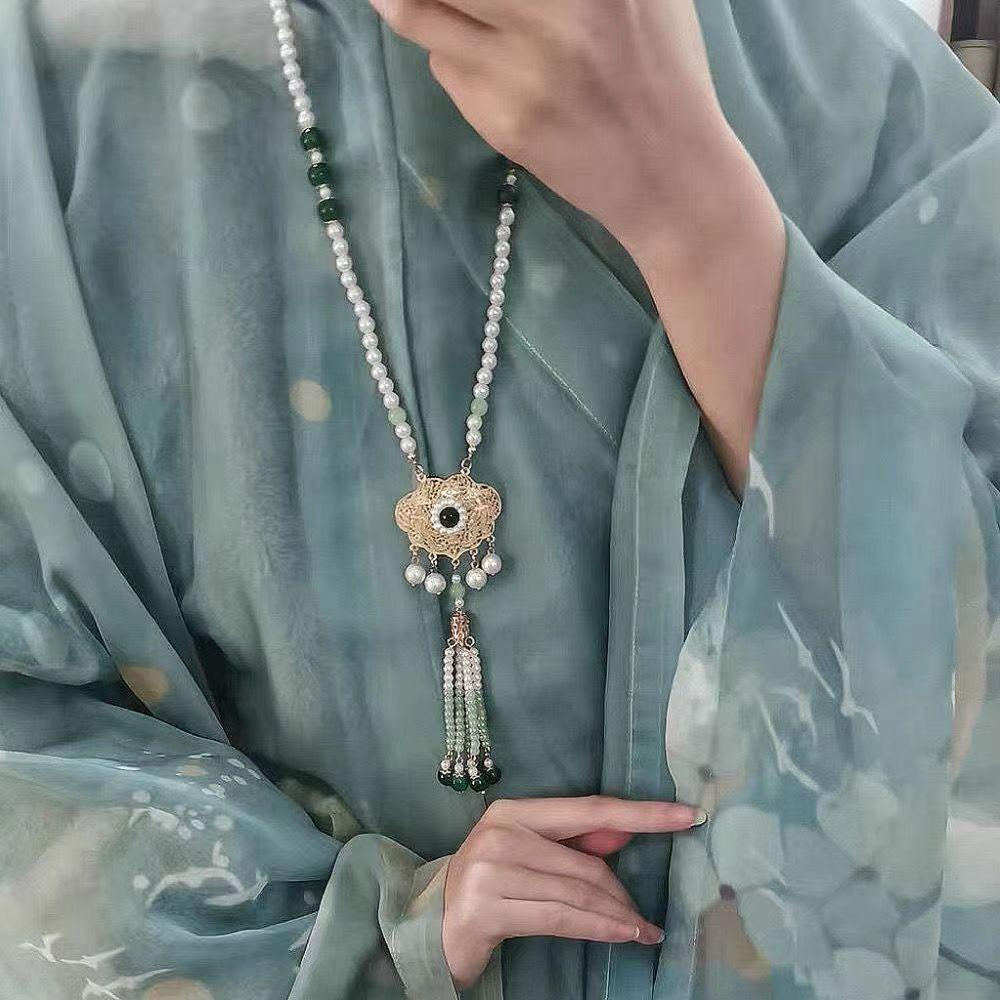 Beiyun Tassel Long Necklace Evening Bright Style Necklace Ancient Style Ming Style Han Chinese Clothing Accessories Necklace of Precious Stones National Style Sweater Chain