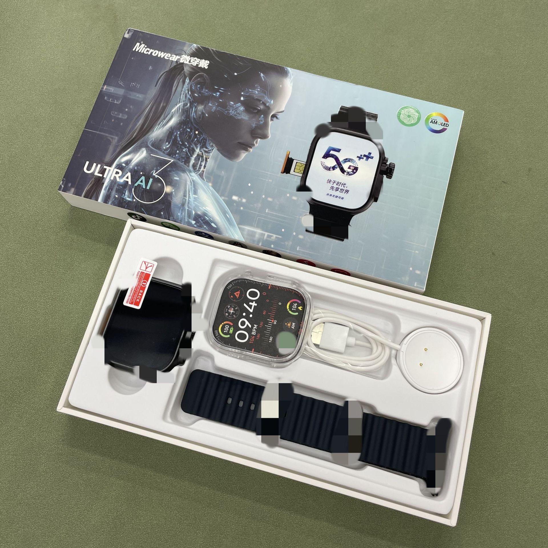 micro-wearable smart watch ultra ai3 card 4g cellular wifi version non-ziteng system amoled screen