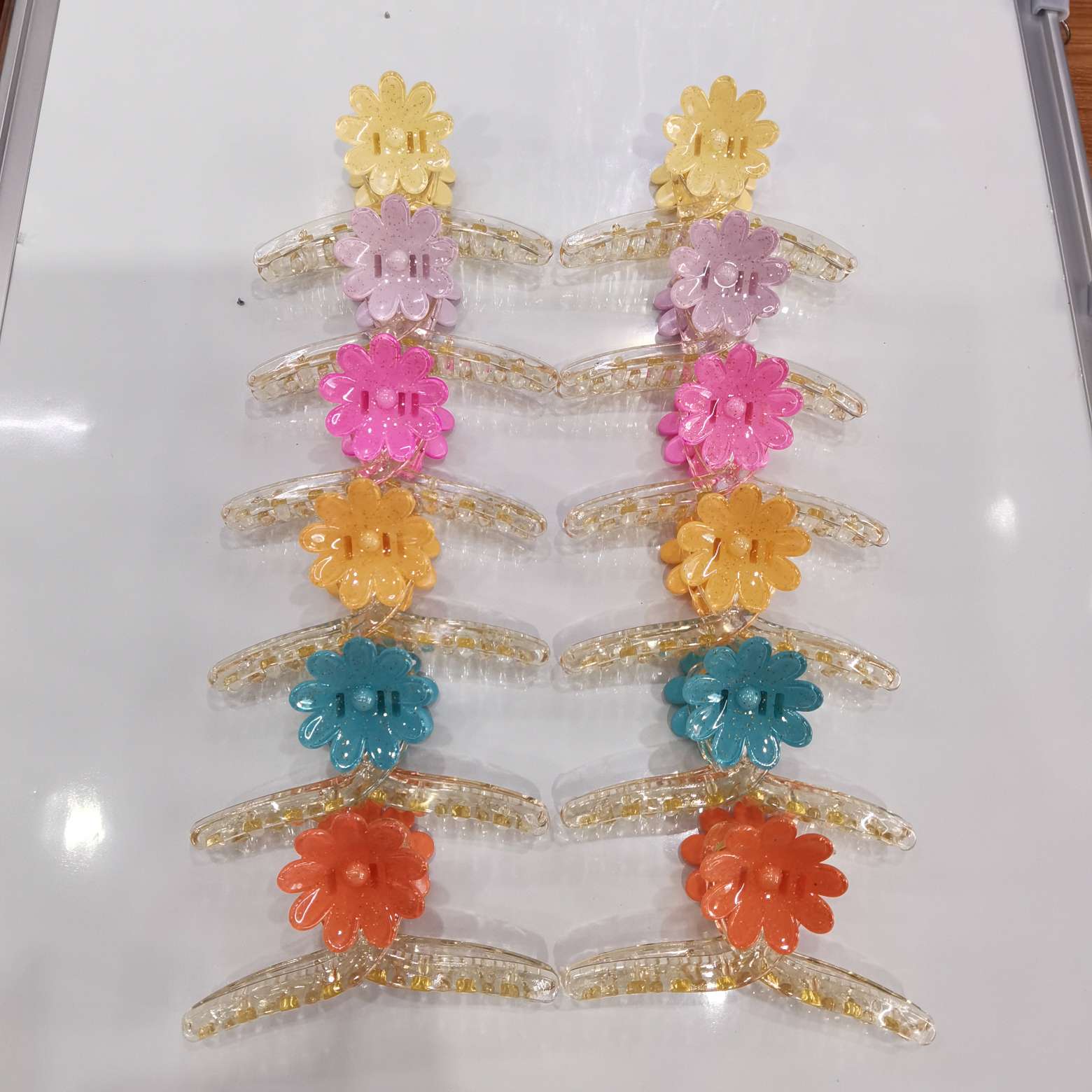 11 cm transparent champagne one-piece flower hairpin resin flower, a popular online hit Specification image