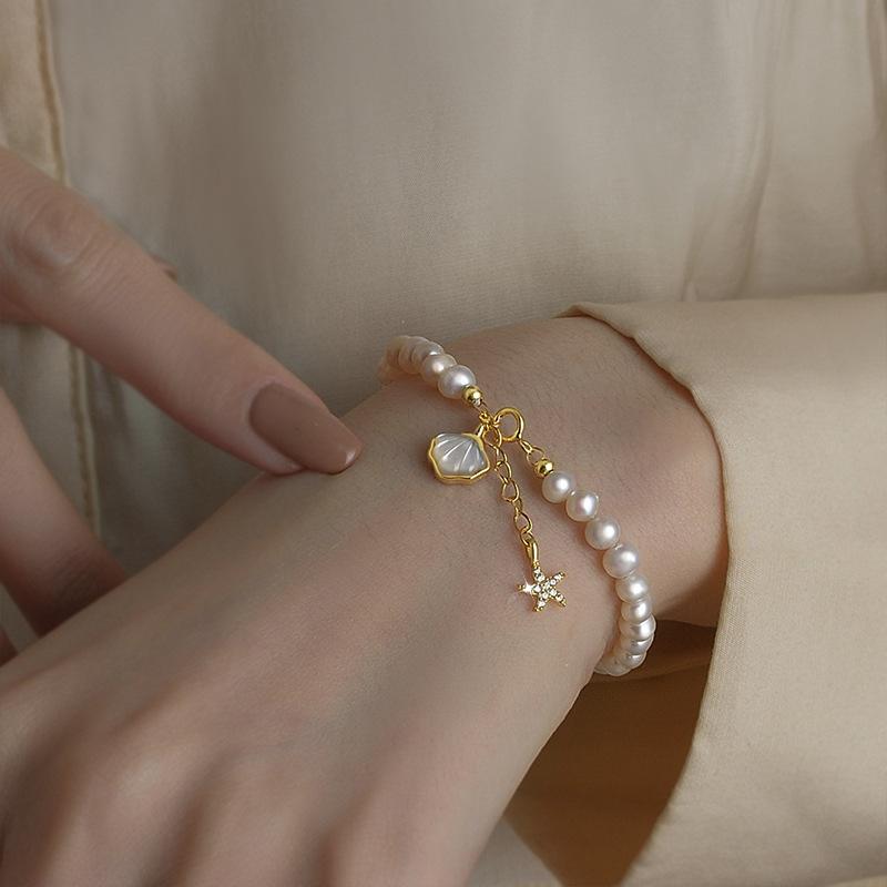 baroque freshwater pearl bracelet female freshwater shell starfish girl fashion sense ornament girlfriends net red bracelet