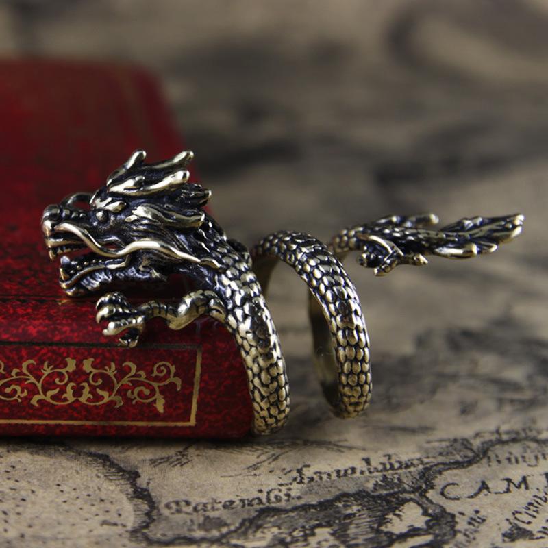 dragon ring finger male open personalized single trendy male index finger ring female japanese and korean fashionmongers student retro style domineering dragon ring