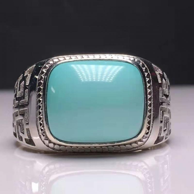 xinqi jewelry factory nepal style handmade inlaid turquoise ring high porcelain blue horse simple square ring