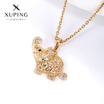xuping jewelry cartoon cute elephant pendant necklace for women niche accessories wholesale fashion baby elephant inlaid zirconium pendant