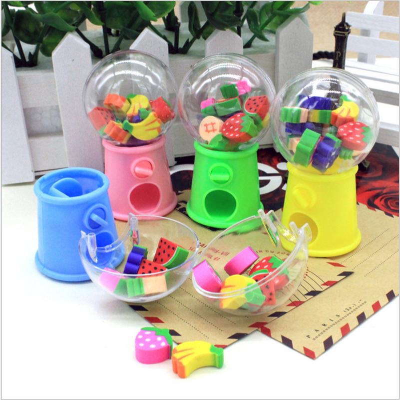 creative fruit shape gashapon machine rubber cartoon eraser children's gift student small gift stationery direct sales