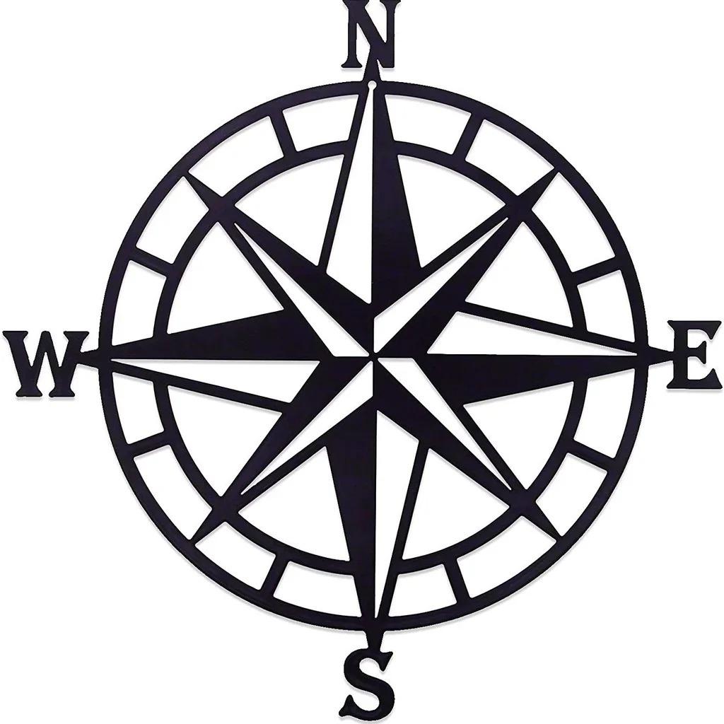 1 piece compass metal wall art room decoration home decor wrought iron silhouette