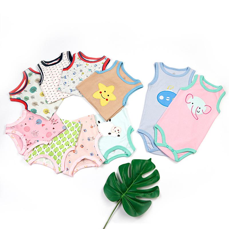 summer 2023 cotton boys' and girls' triangle romper 5-piece sleeveless sheath baby clothes vest romper