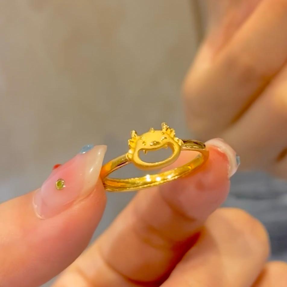union dragon mouth ring vietnam placer gold cartoon open ring twelve zodiac year year of the dragon ring