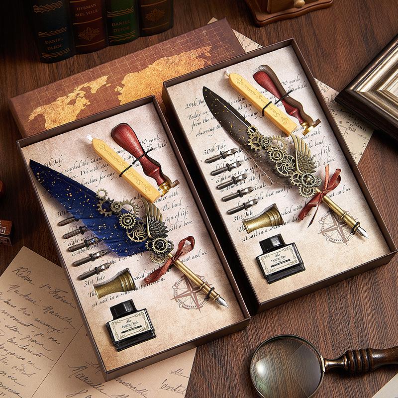 duke pen good-looking feather pen european retro water pen gift box calligraphy practice gift wax seal