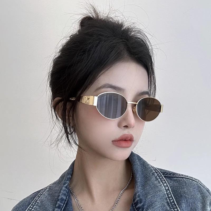 arc de triomphe golden edge sunglasses small frame photo wear sun protection retro metal round frame fashion high-grade sunglasses for women