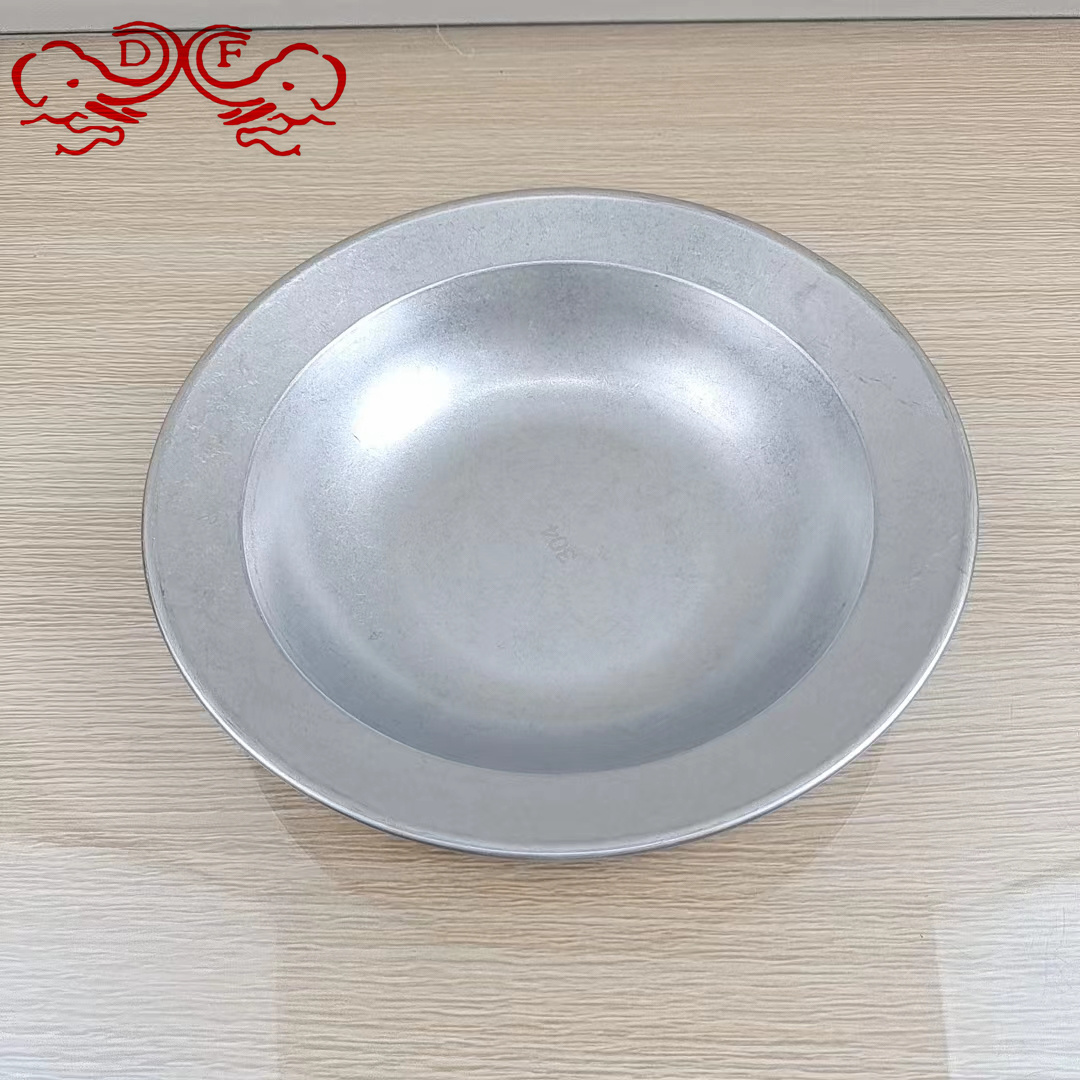 DF99389 Vintage stainless steel pasta plate do old pickled fish poached beef basin Crayfish basin Deep plate DF TRADINGHOUSE details Picture