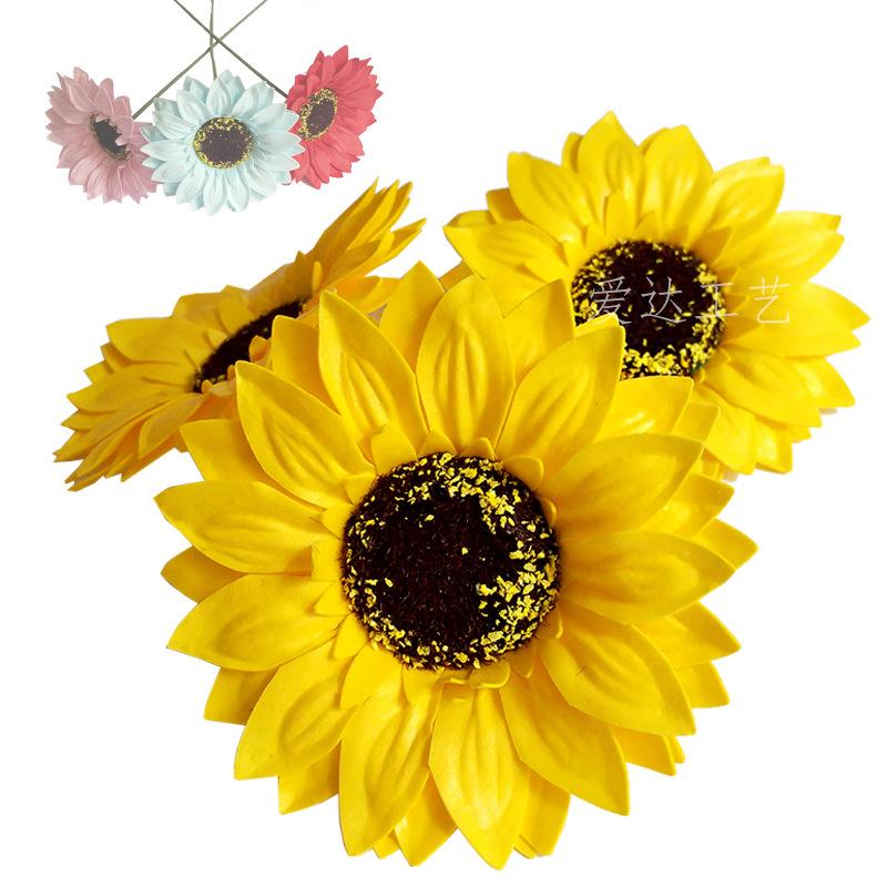 factory direct artificial flower material sunflower flower head soap flower wholesale flower shop decoration sunflower head soap flower