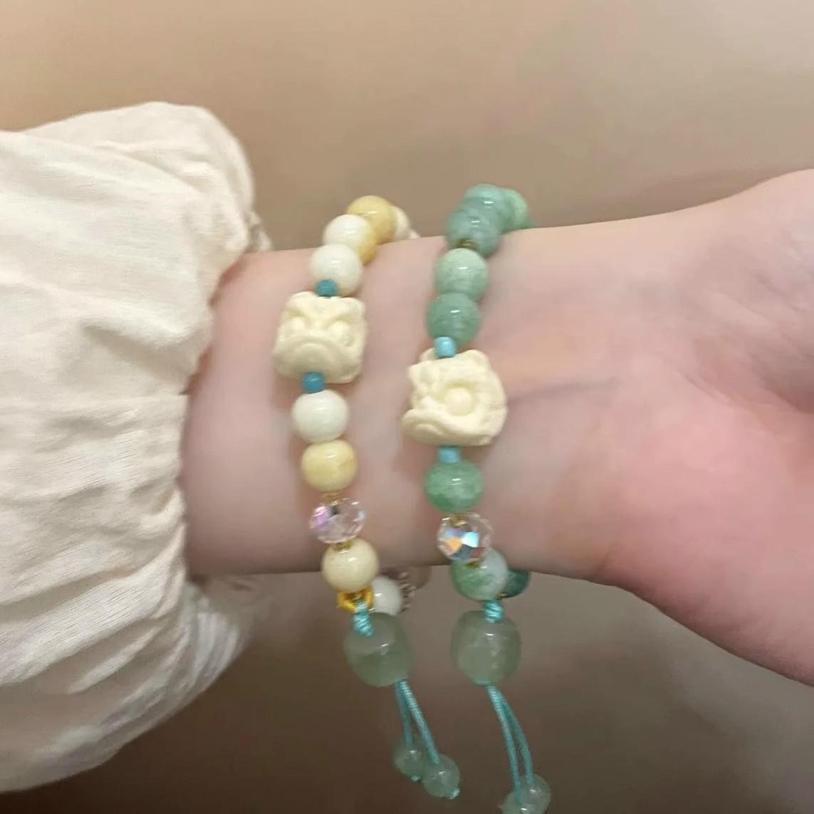 new chinese ancient style beaded bracelet high-grade natural stone bracelet beaded bracelet bracelet all-match dopamine bracelet