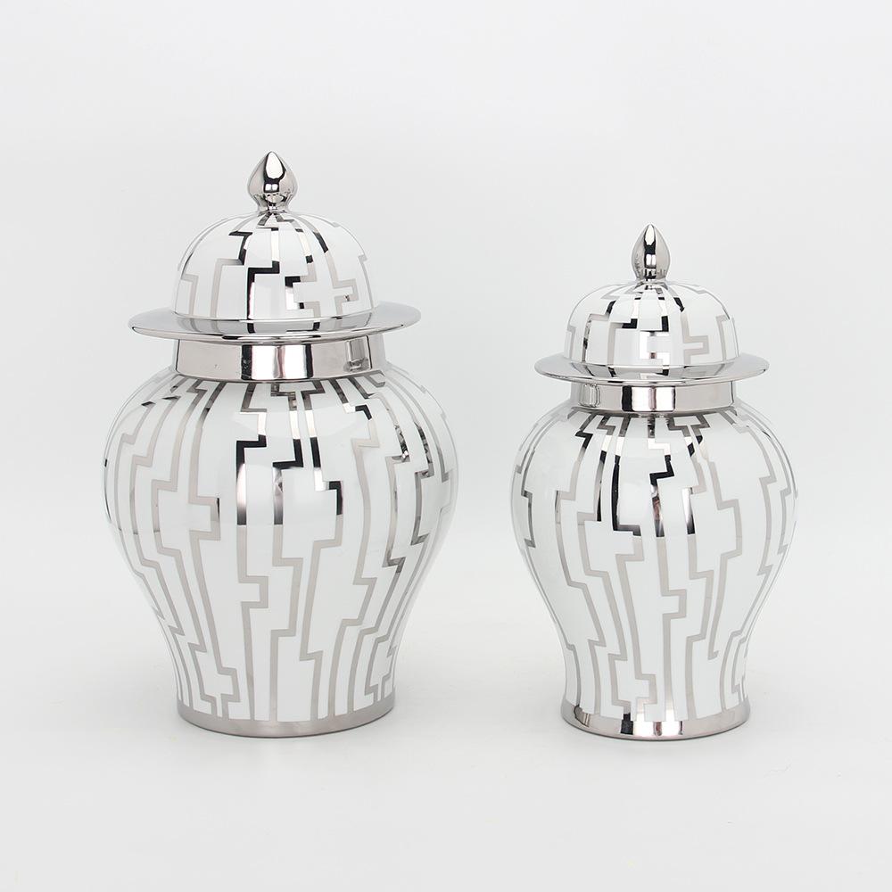 household ceramic pot tea jar silver temple jar storage jar french home living room decor vase decoration
