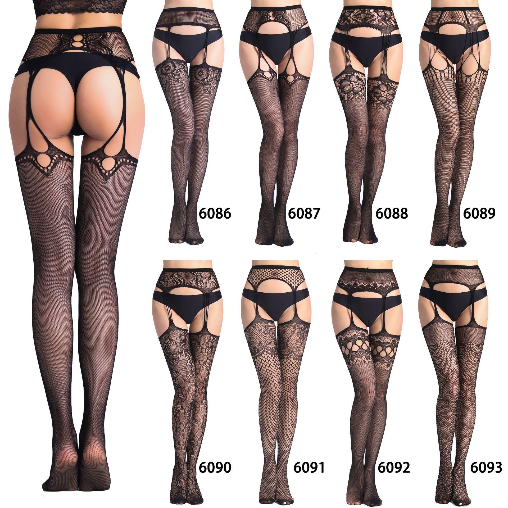 sexy lingerie hollow out garter jacquard pants bottoming pantyhose big mesh fishnet stockings european and american
