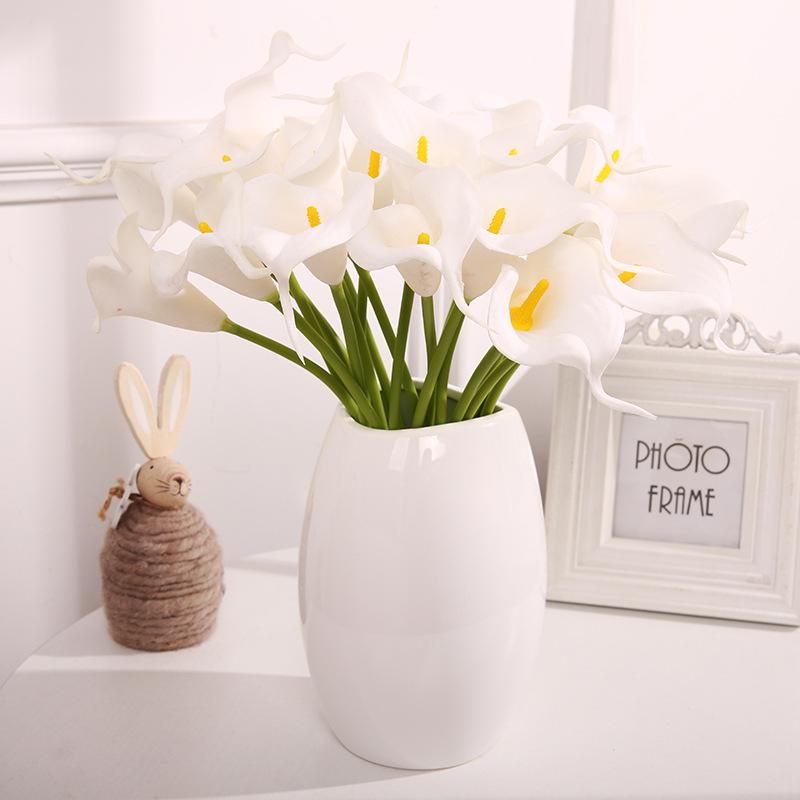Pu Calla Lily Artificial Flower Mini Calla Lily Flower Plastic Fake Flower Wedding Bouquet Home Decor Floriculture