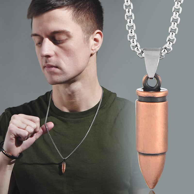 bullet men's necklace pendant hip hop tide personalized decorations titanium steel tide brand pendant bullet shell accessories wholesale