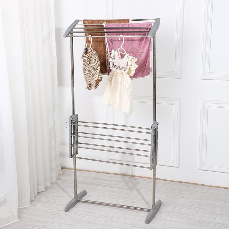 Folding Baby Clothes Hanger Diaper Rack Stainless Steel Indoor Children Floor-Standing Household Towel Rack Floor Multi-Functional
