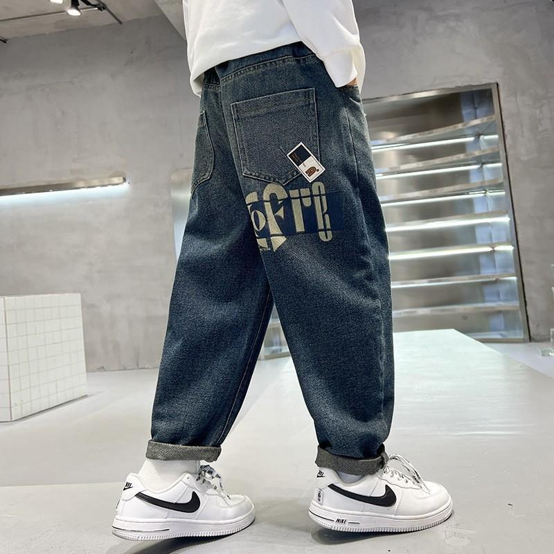 children's clothing boys autumn clothing pants spring and autumn boys' jeans 2024 new medium and big children fall casual trousers