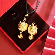 alluvial gold lion bell swallowing gold beast necklace retro national style auspicious ethnic dance lion all-match copper alloy jewelry