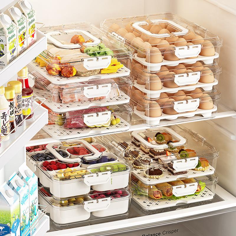 multi-purpose sealed crisper refrigerator transparent storage box stackable fruit and vegetable box egg storage box seasoning storage box