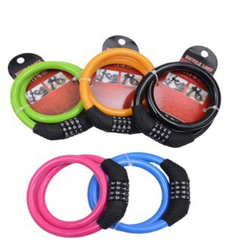 Bicycle Four-Digit Password Lo Mountain Bike Bicycle Adjustable Password Color Anti-Theft Four-Digit Steel Wire Password Circur Lo