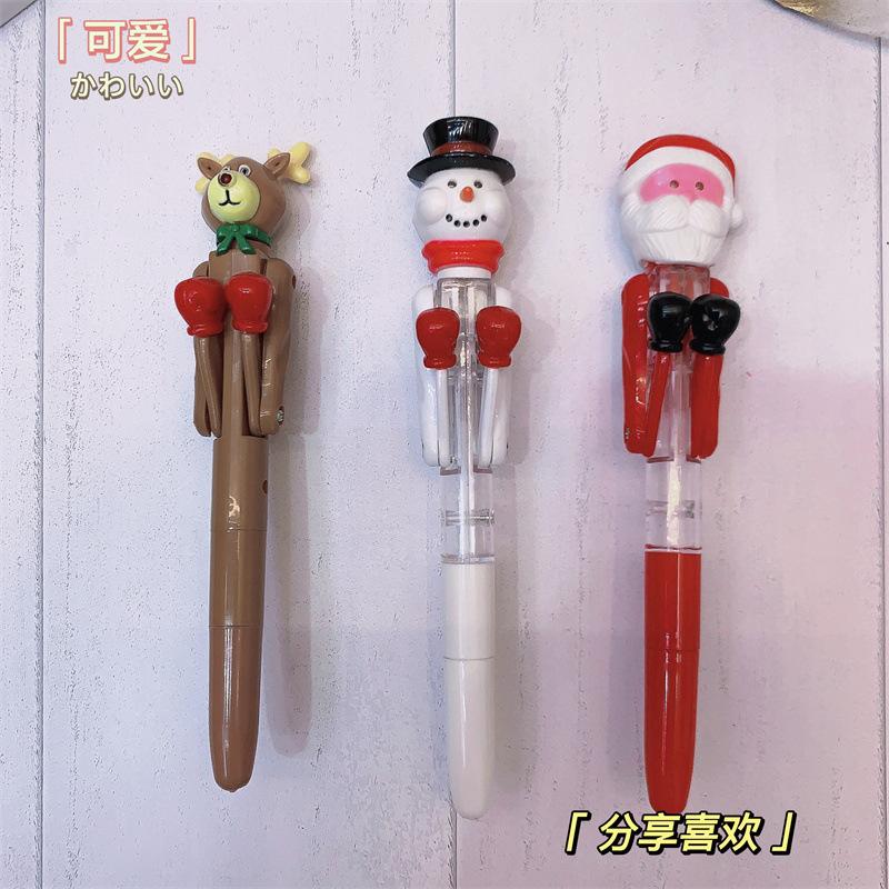 Santa Claus David's Deer Snowman Shape Boxing Pen with Light Ballpoint Pen Christmas Theme Fight Interactive Decompression Pen Batch