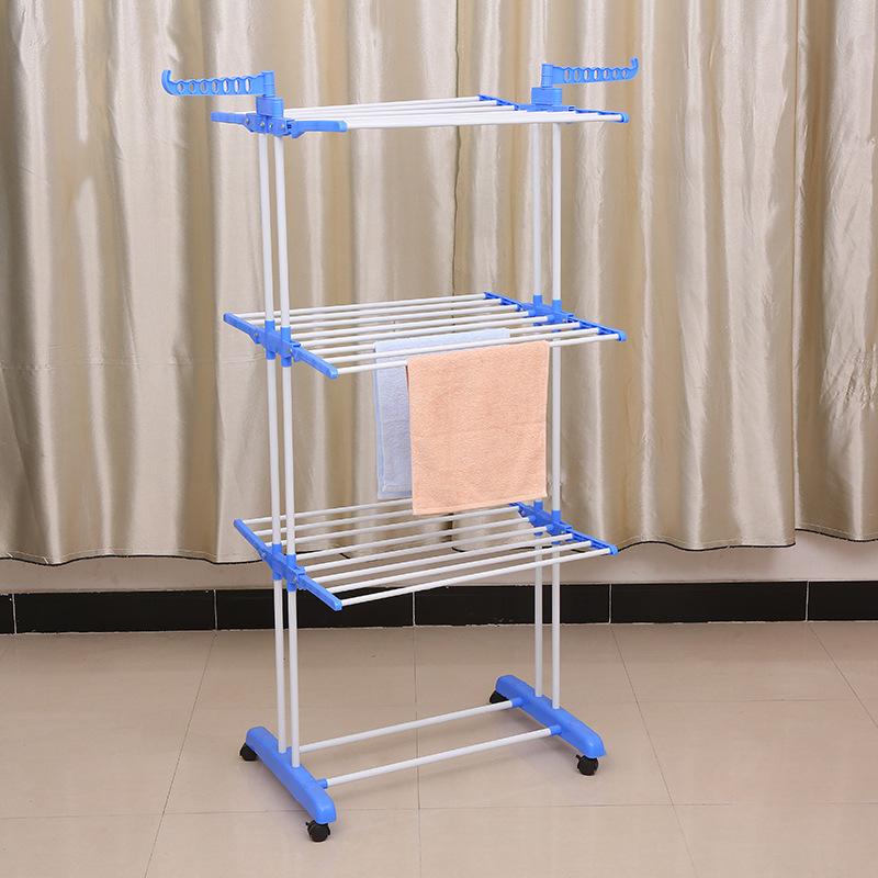 multifunctional floor three-layer towel rack clothes hanger indoor folding drying rack clothes hanger baby clothes hanger wholesale